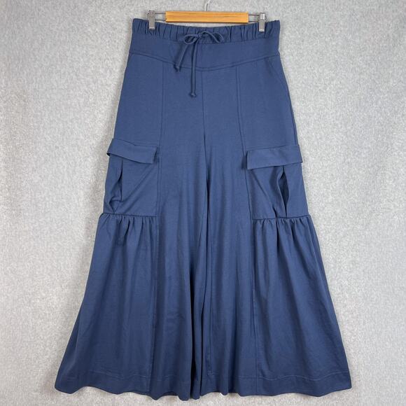 Free People Beach Navy Blue Russell High Rise Wide Leg Cargo Pants Size Medium - Picture 2 of 9